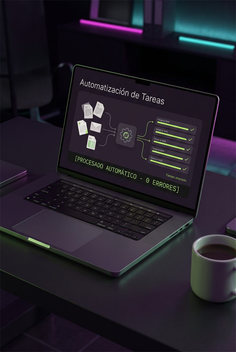Notebook con documentos que se procesan solos y tareas terminadas